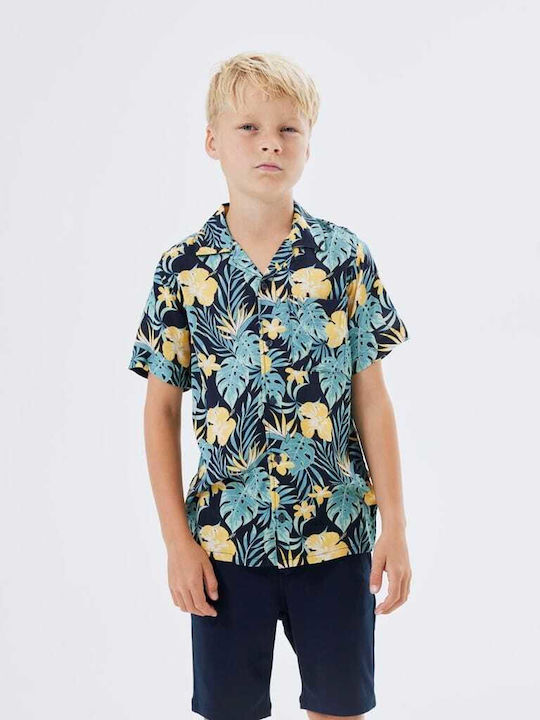 Kids Floral Shirt Short Sleeve Yellow flowers