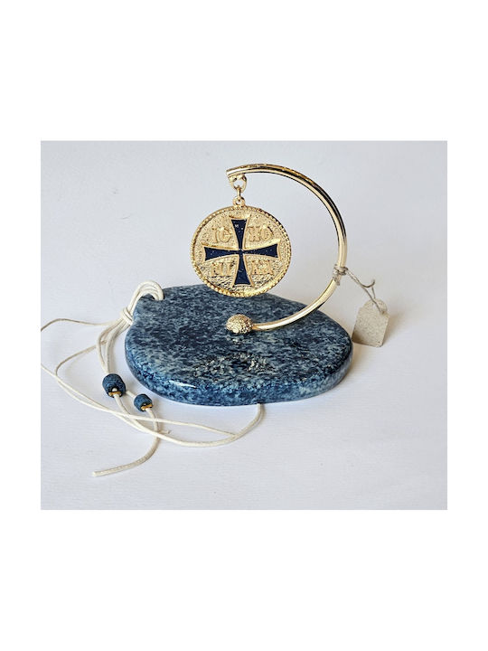 Table Charm Constantine Metallic Enamel Gold Gold Blue Ceramic Base 10x8x9cm