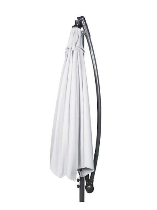 Hanging Circular Aluminum Garden Parasol White Diameter 3m