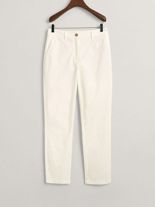 Damen Hoch tailliert Chino Hose in Schlanker Passform OFFWHITE