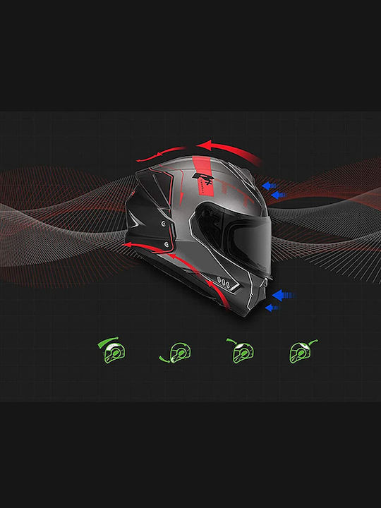 Yohe 977 G08 Titanium Silver Motorcycle Helmet Full Face DOT ECE 22.05 1450gr