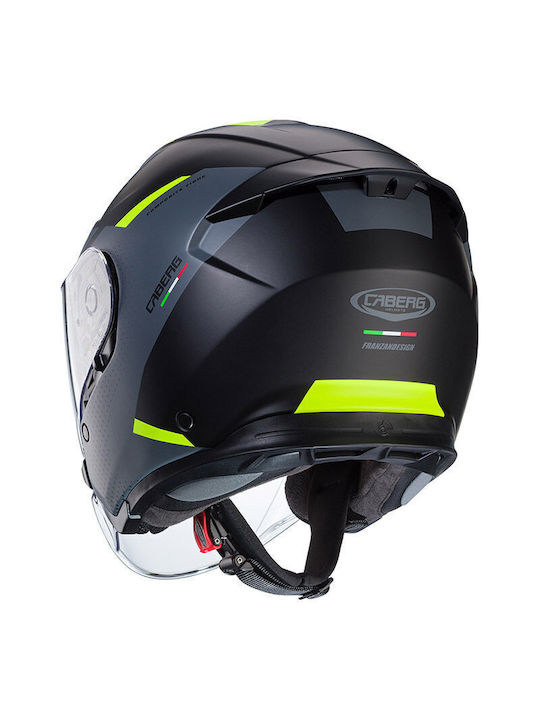Caberg Flyon II Boss Jet με Sun Visor ECE 22.06 Black Matt / Grey / Yellow Fluo