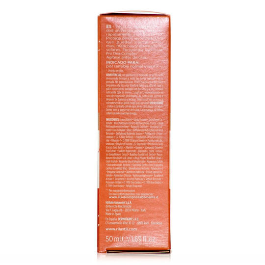 Rilastil Sun System Water Touch Αδιάβροχη Αντηλιακή Κρέμα Προσώπου SPF50 με Χρώμα 50ml