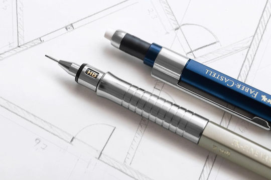 Faber-Castell Tk-fine Vario L Mechanischer Bleistift zum Zeichnen Metallisch 0.5mm mit Radiergummi 1Stück Blau