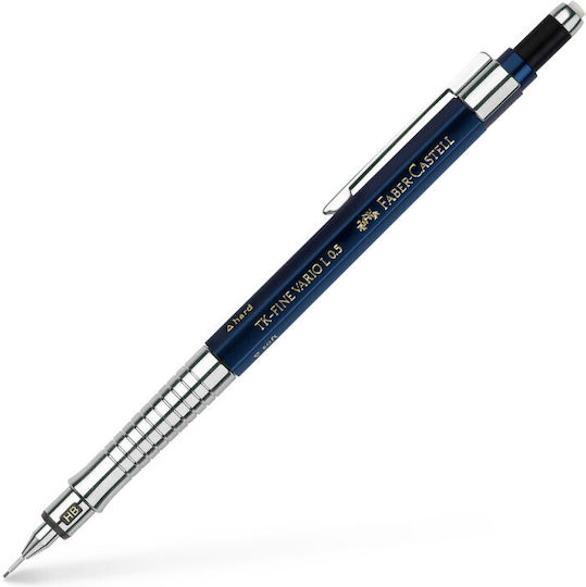 Faber-Castell Tk-fine Vario L Mechanischer Bleistift zum Zeichnen Metallisch 0.5mm mit Radiergummi 1Stück Blau
