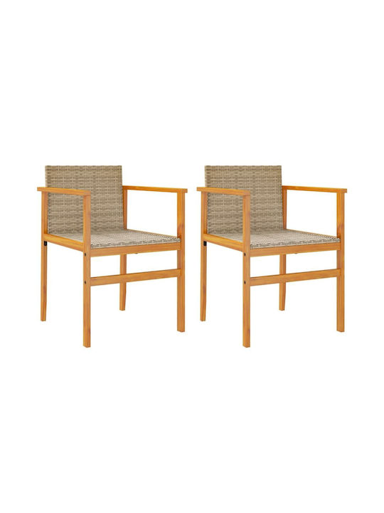 Градински Стол от Ратан Бежов 2 Бройки 55x55x78 см