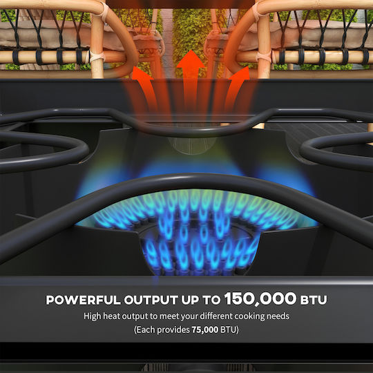 Outsunny Gas Grill for Camping 79x40x73cm