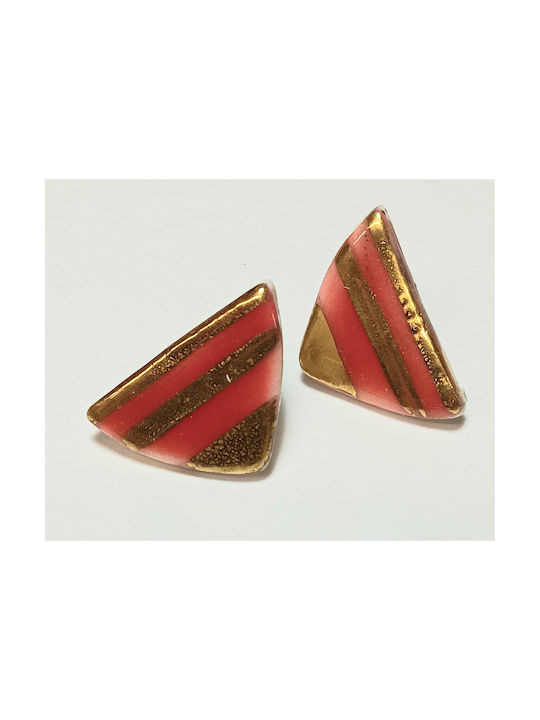 Earrings Gold Plated Red-gold from porcelain