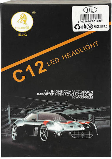 Auto Gs Lamps Car C12 H3 LED 6000K Cold White 12-24V 36W 2pcs