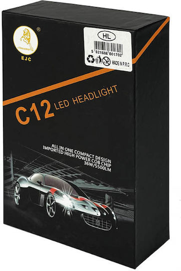 Auto Gs Lamps Car C12 H3 LED 6000K Cold White 12-24V 36W 2pcs