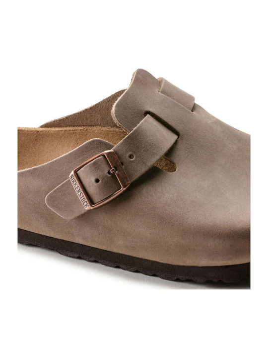 Boston Oiled Leather Кожени Зимни Мъжки Чехли Табако Кафяв Тясна Кройка