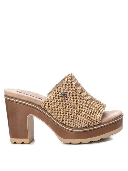 Refresh Chunky Heel Mules Brown