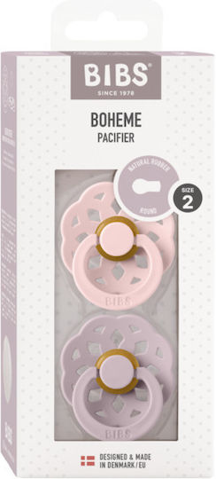 Bibs Boheme Pacifiers Rubber Blossom / Dusky Lilac for 6+ Months 2 Pieces