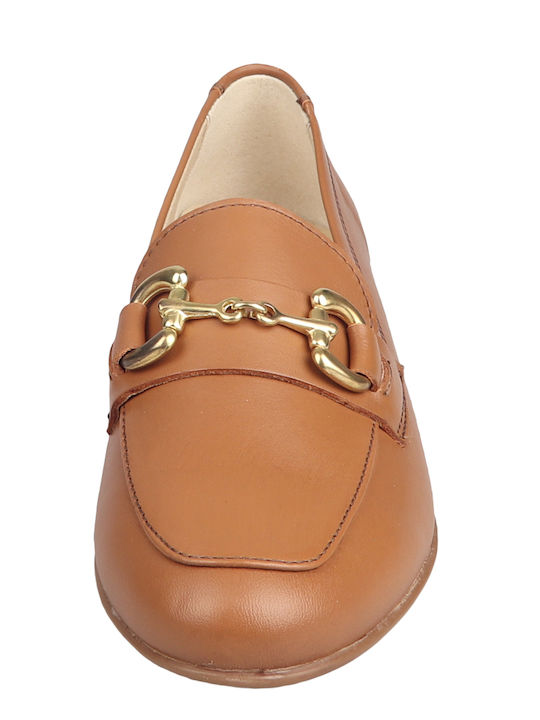 Leather Women's Loafers in Tabac Brown Color