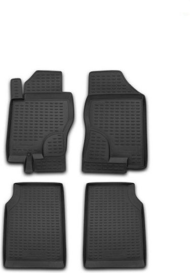 Novline Set of Front and Rear Mats 4pcs Tray Type for Nissan Navara 2005+ Black