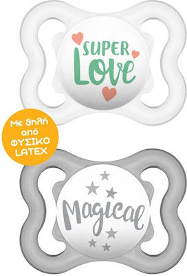 Mam Pacifiers Rubber Super Love - Magical White - Grey for 2-6 months 2pcs