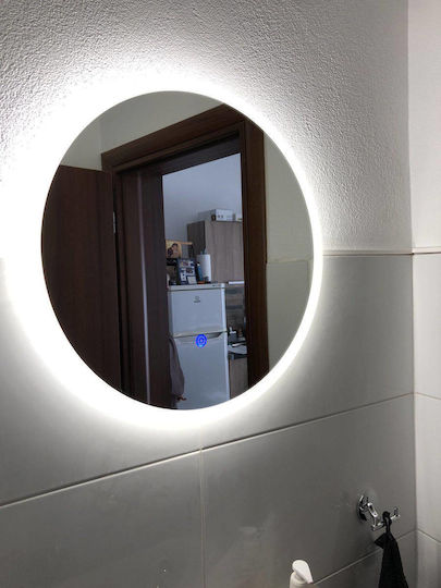 Lightex Rund Badezimmerspiegel Led Berührung aus Metall 50x50cm Weiß