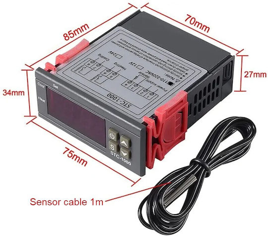 NTC K 12V STC-1000 Θερμοστάτης Βιομηχανικού Τύπου STC-1000-DC12V