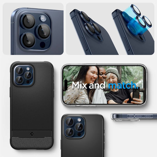 Spigen Optik Tr Ez Fit 2 Pack Протекция на камера Закалено стъкло iPhone 15 Pro 15 Pro Max