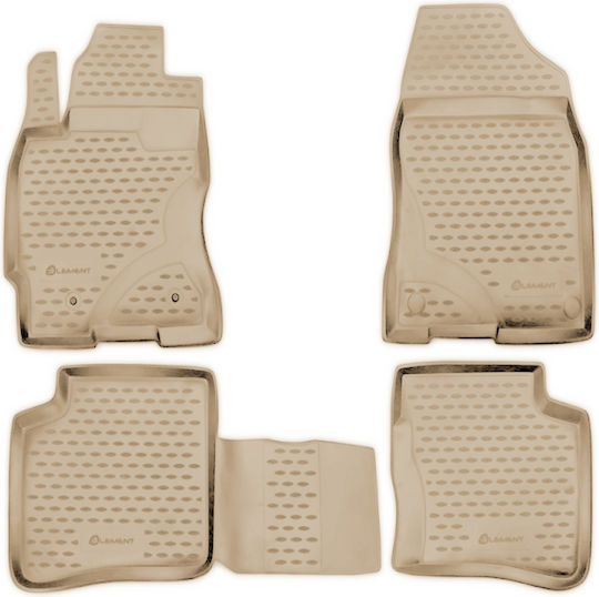 Novline Set of Front and Rear Mats 4pcs Tray Type for Toyota Prius 2003-2009 Beige