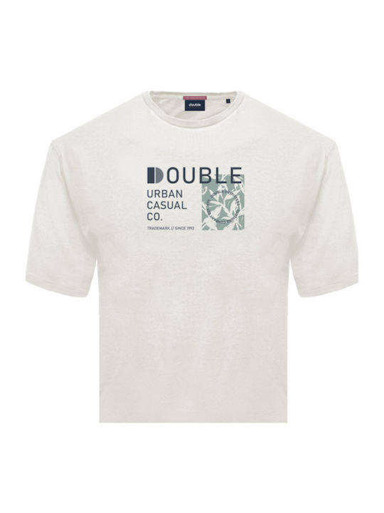 Double T-shirt Bărbătesc cu Mânecă Scurtă Ecru