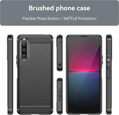 Techsuit Carbon Umschlag Rückseite Silikon Schwarz (Xperia 10 V) KF2315553