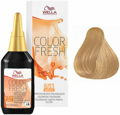 Wella Color Fresh Temporary Dye 8/03 Blonde Light Natural Gold 75ml