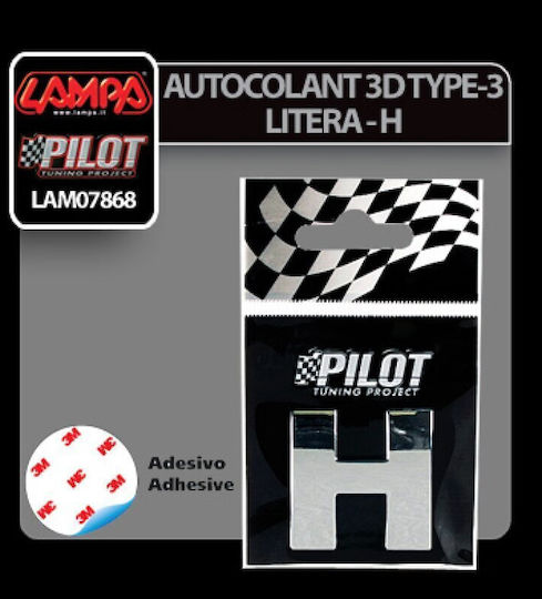 Lampa Adhesive Letter for Car "H" 2.8cm in Silver Colour 0786.8-LM