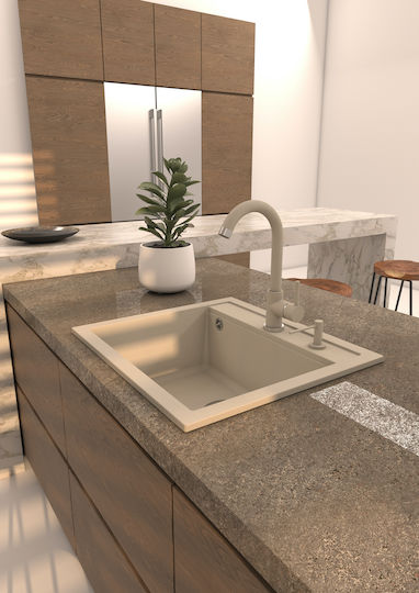 Helika Quadro Chiuvetă De Bucătărie Drop-In Din Granit Lichid L56xL51cm SQQ100