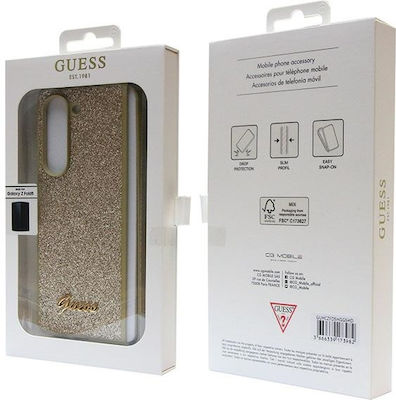 Guess Glitter Flakes Coperta din spate Plastic / Silicon / Metal Rezistent Aur (Galaxy Z Fold5)