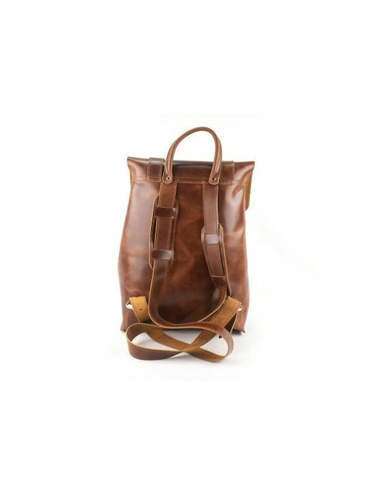 Kouros Men's Leather Backpack Open Café