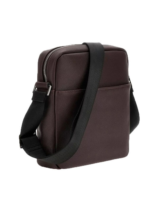 Guess Pungă din piele Geantă pentru bărbați Umăr / Crossbody Maro închis