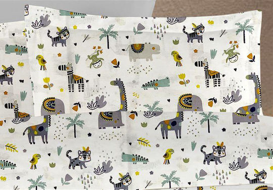 Dimcol Kids Duvet Single Kids Zoo White-grey 160x240cm