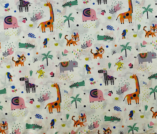 Dimcol Παιδικό Πάπλωμα Μονό Kids Zoo White-Multi 160x240εκ.