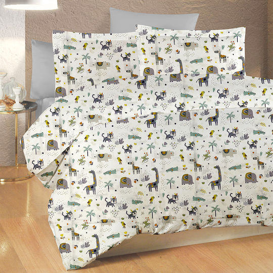 Dimcol Kinderdecke Einzel Kids Zoo White-grey 160x240cm