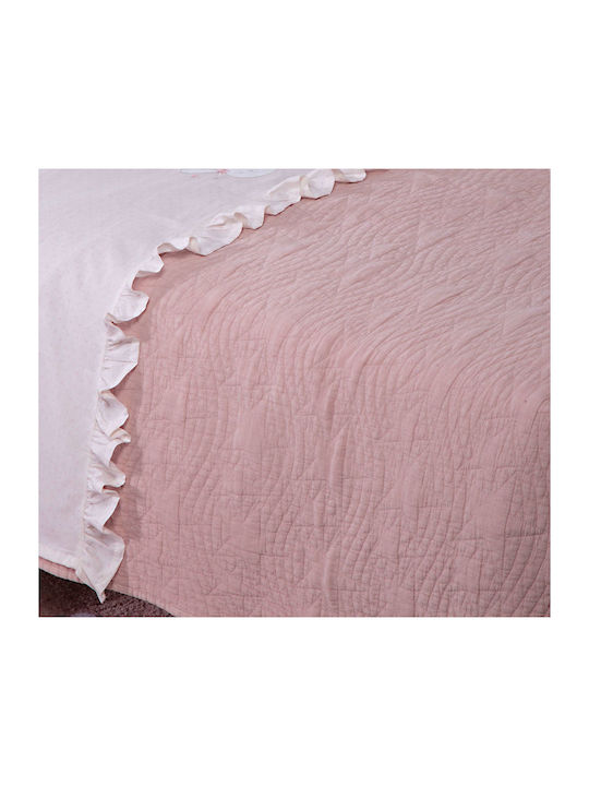 Nef-Nef Homeware Baby Stars Βρεφικό Κουβερλί Βαμβακερό Ροζ 80x110cm