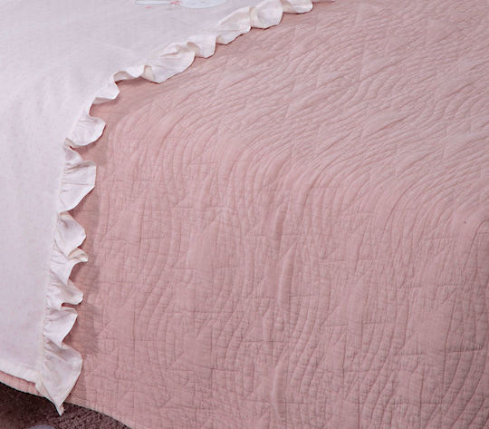 Nef-Nef Homeware Baby Stars Бебешка кувертюра Памук Розов 80x110см