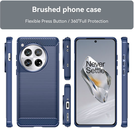 Brushed Carbon Umschlag Rückseite Silikon Blau (OnePlus 12)