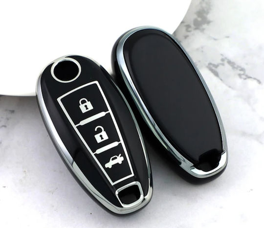 Car Key Cover Case made of with 3 Buttons for Suzuki in Black Color
