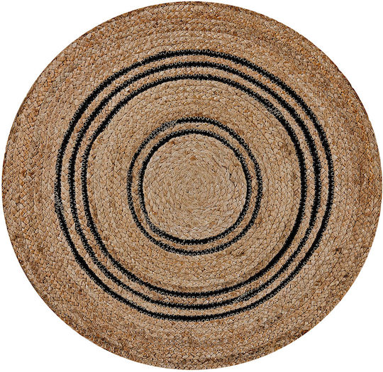 Kentia Yute Rug Round Summer from Jute 232 Beige / Black 120cm