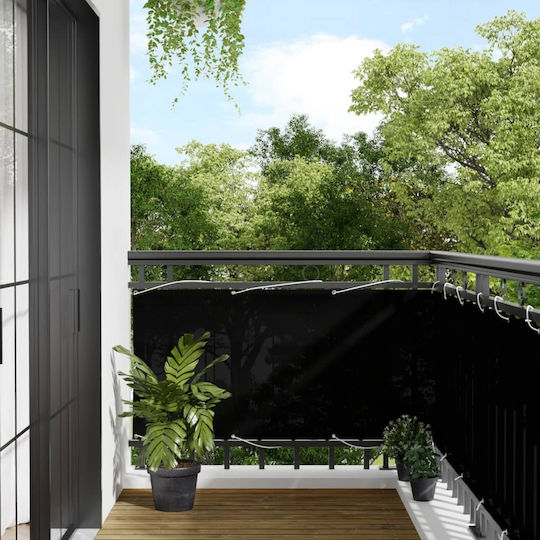 vidaXL Shade Divider Black With Hoop & with PU Coating 0.75x8m
