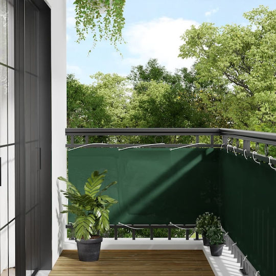 vidaXL Shade Divider Green With Hoop & with PU Coating 0.75x10m