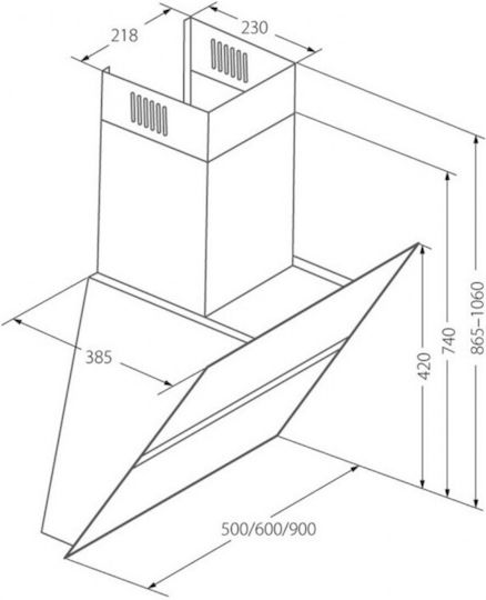 Hausberg Απορροφητήρας Καμινάδα 60cm Μαύρος