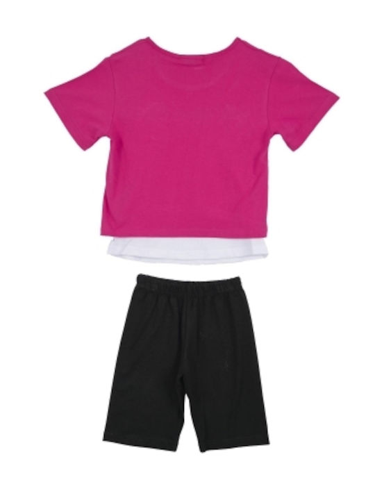 Frenzy Kids Set with Leggings Summer 2pcs Fuchsia Black