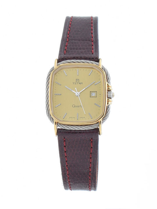 Tetra Women's Watch with Gold Leather Strap
