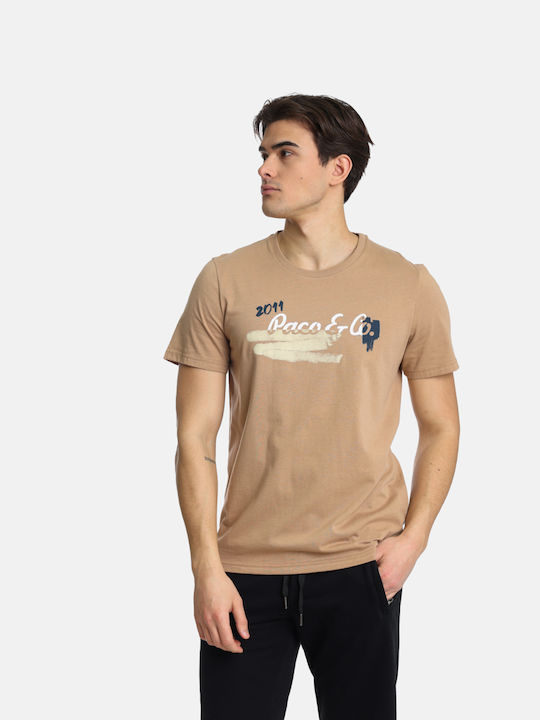 Paco & Co T-shirt Bărbătesc cu Mânecă Scurtă Camel