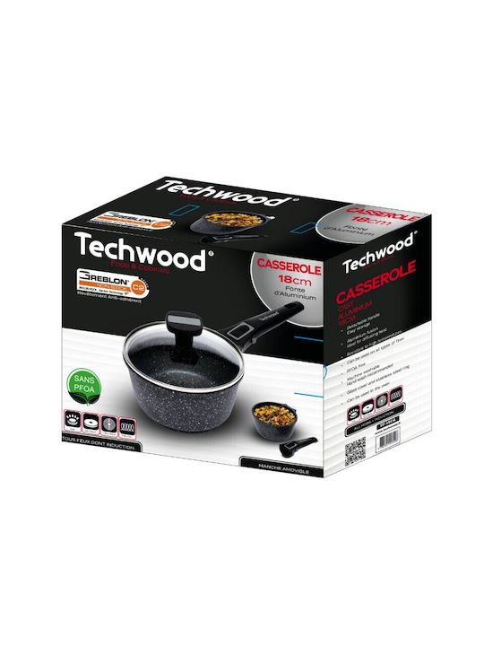 Techwood Tiefe Kochtopf aus Aluminium 18cm