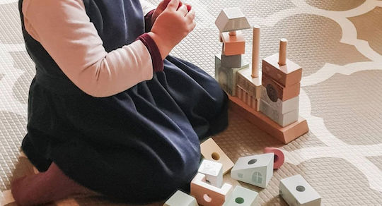 Joueco Building Blocks The Wildies Family Stacking Houses Wooden For 1+ Years 20 Pieces