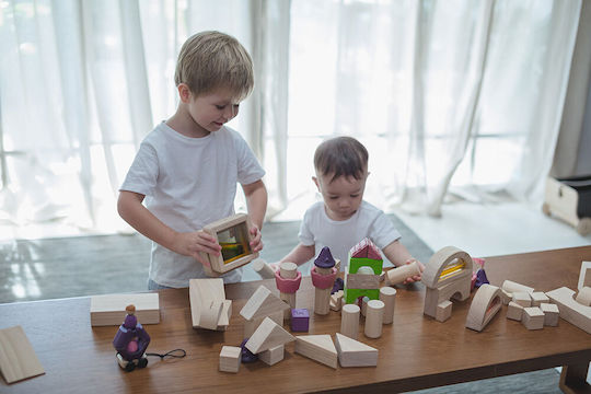 Plan Toys Cuburi De Construit Castel De Poveste Din Lemn Pentru 3+ Ani 35 Bucăți