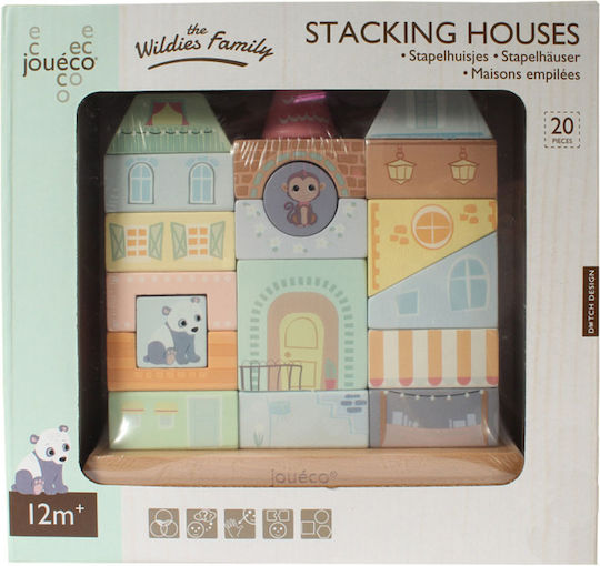 Joueco Building Blocks The Wildies Family Stacking Houses Wooden For 1+ Years 20 Pieces